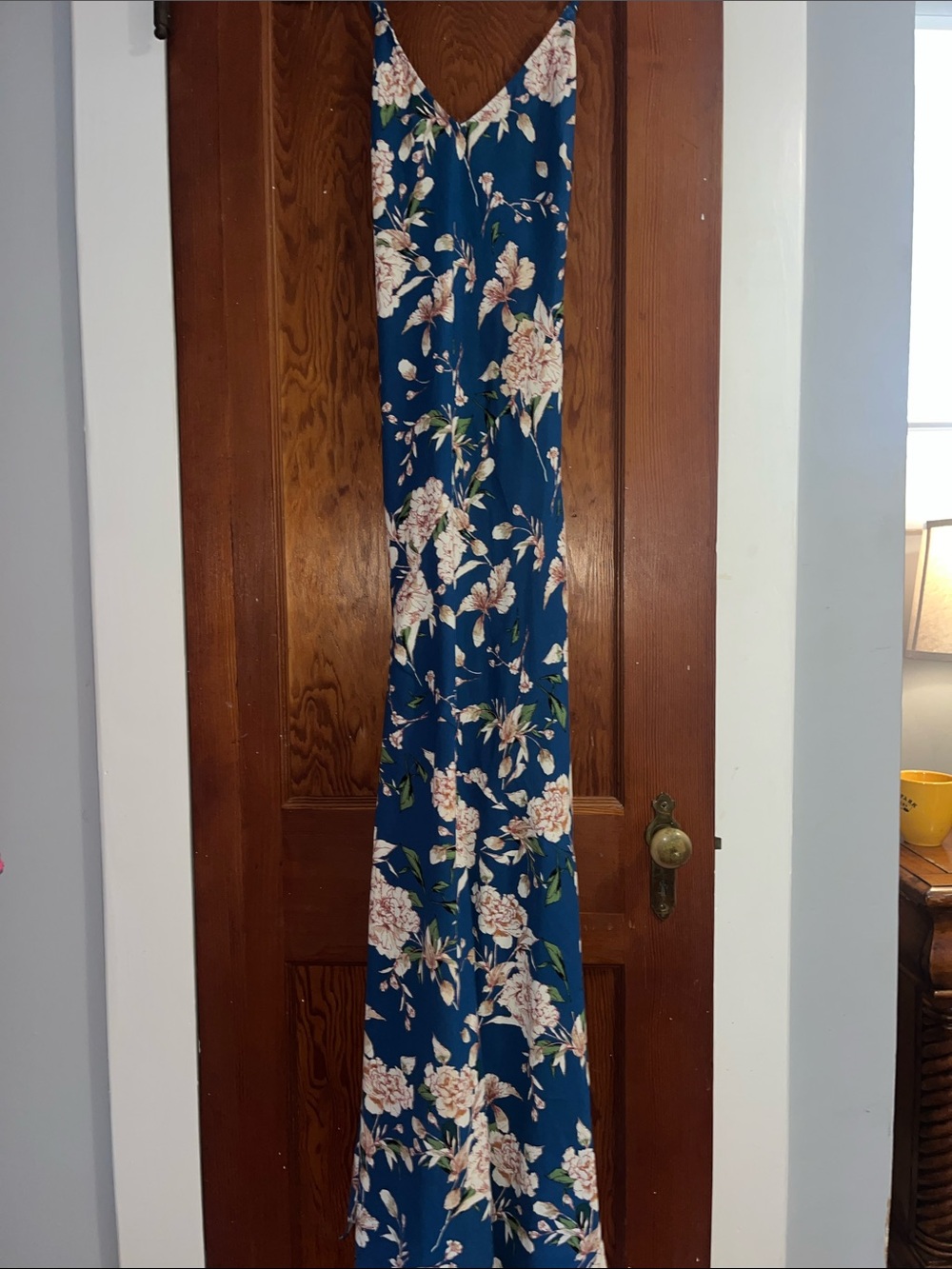 Aakaa Teal Floral Slip Maxi Dress